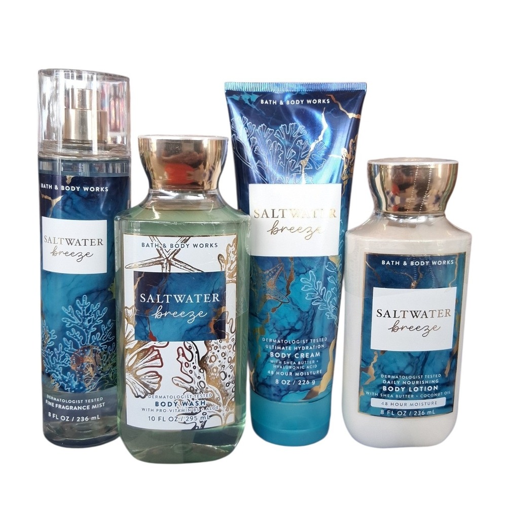 Bath & Body Works Saltwater Breeze 4pcs Womens Bundle Beach Resortwear Fresh